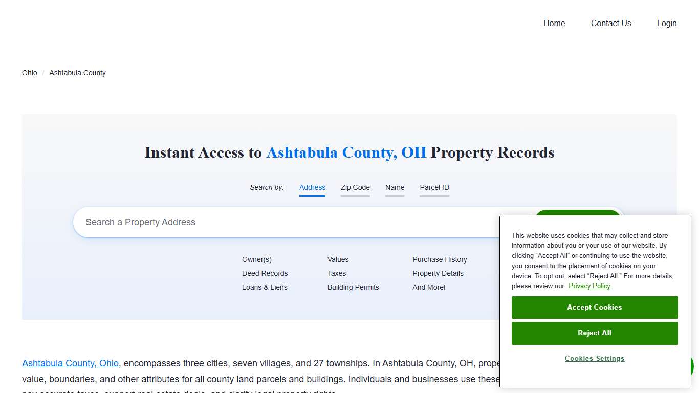 Ashtabula County Property Records Owners, Deeds, Permits